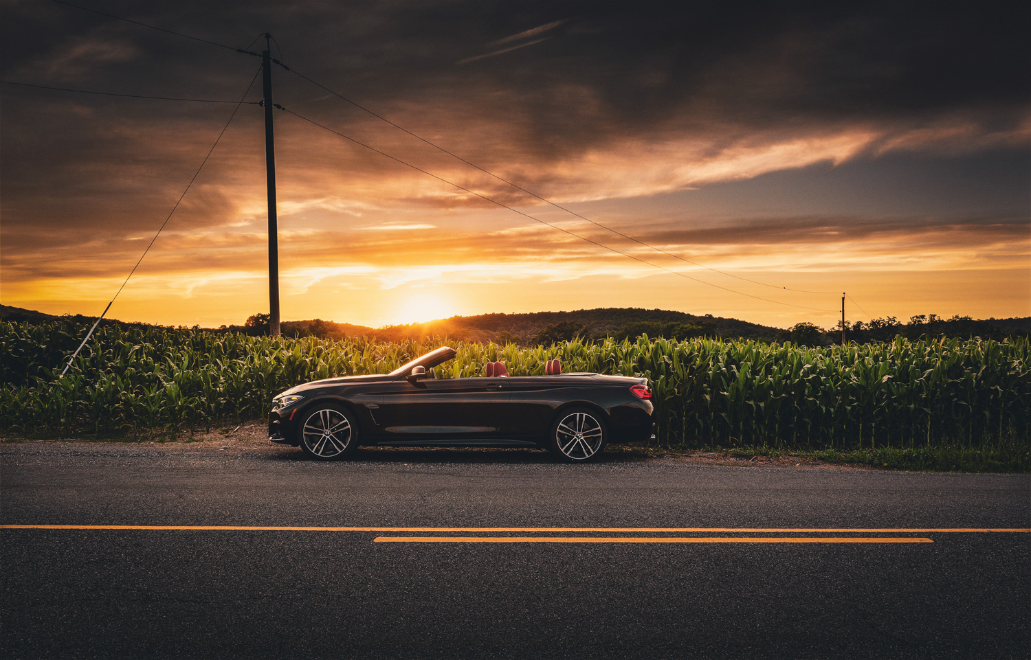 BMW 440i Convertible at sunset